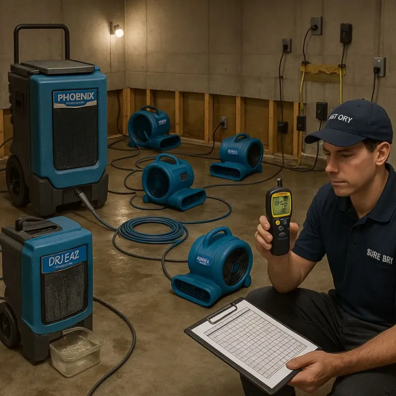 Structural Drying and Dehumidification process in Alice, TX